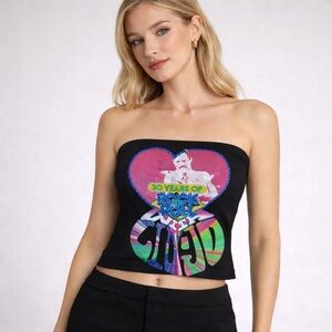 Black Tube Top with Colorful Graphic Liu Jo Italy M